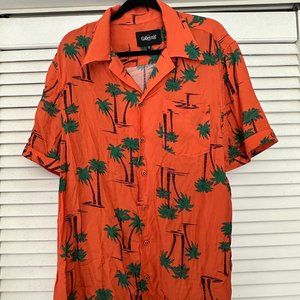 Collectif Orange Tropical Men's Button-up Shirt XL